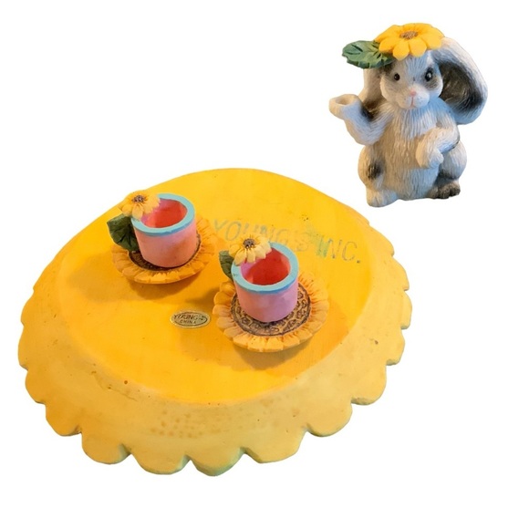 Vintage Tea Set Young’s 1996 Miniature Bunny Sunflower Tray 1996 Retro 8 Pieces - Picture 12 of 16